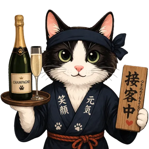 スタッフ募集中の猫キャラクター